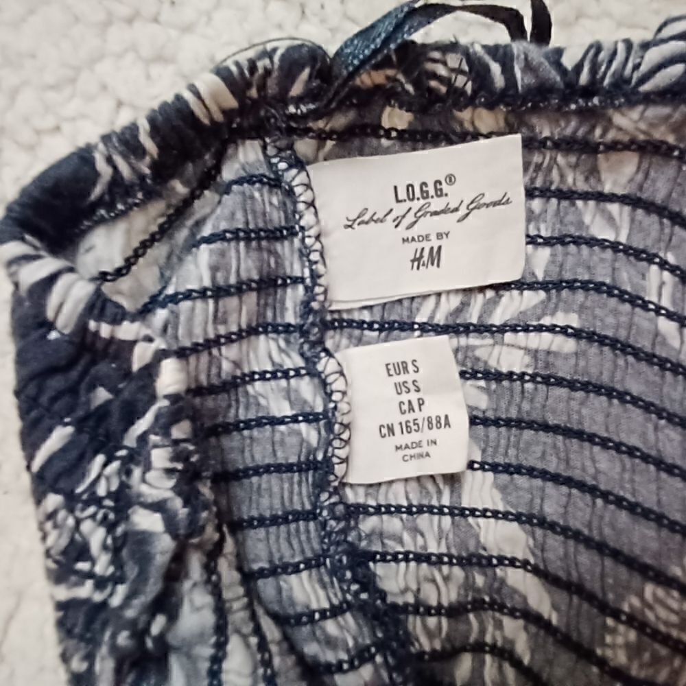 LOGG By H&M Navy blue floral top Size S - Picture 2 of 4